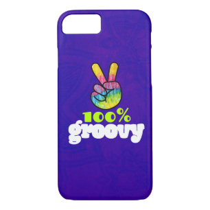 100% Groovy Rainbow Hand Peace Sign iPhone 8/7 Hoesje