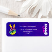 100% Groovy Rainbow Hand Peace Sign Etiket (Insitu)