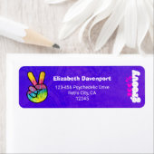 100% Groovy Rainbow Hand Peace Sign Etiket (Insitu)