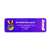 100% Groovy Rainbow Hand Peace Sign Etiket (Voorkant)