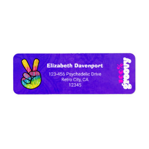 100% Groovy Rainbow Hand Peace Sign Etiket