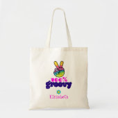 100% Groovy Rainbow Hand Peace Sign Personalized Tote Bag (Voorkant)