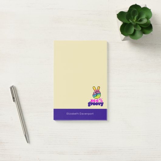 100% Groovy Rainbow Hand Peace Sign Post-it® Notes (Kantoor)