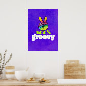 100% Groovy Rainbow Hand Peace Sign Poster (Keuken)