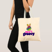 100% Groovy Rainbow Hand Peace Sign Tote Bag (Voorkant (product))