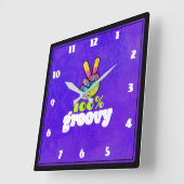 100% Groovy Rainbow Hand Peace Sign Vierkante Klok (Hoek)