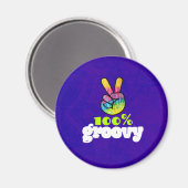 100% Groovy Regenboog met Hand Vredesteken Magneet (Voorkant / Achterkant)