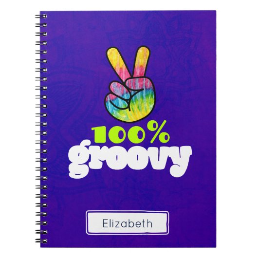 100% Groovy-regenboog met handse vredestichting un Notitieboek (Voorkant)