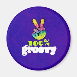 100% Groovy-regenboog met handse vredesvlag Magneet