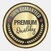 100% Guaranteed Premium Quality Ronde Sticker (Voorkant)