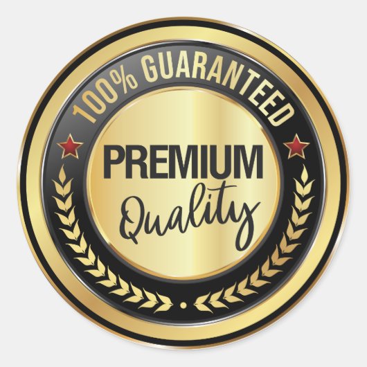 100% Guaranteed Premium Quality Ronde Sticker (Voorkant)