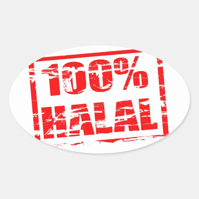 100% halal ovale sticker (Voorkant)