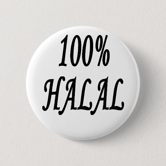 100% HALAL RONDE BUTTON 5,7 CM (Voorkant)