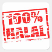 100% halal vierkante sticker (Voorkant)