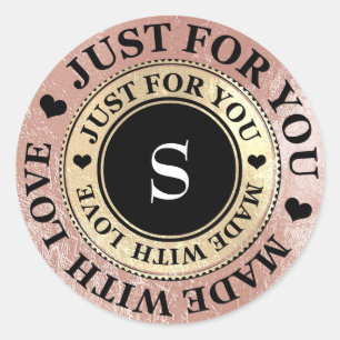 100% Hand gemaakt Monogram Roos Goud Zwart Wit Ronde Sticker