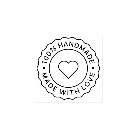 100% Handgemaakt Met Liefde Cirkel Rubberstempel (Afrduk)
