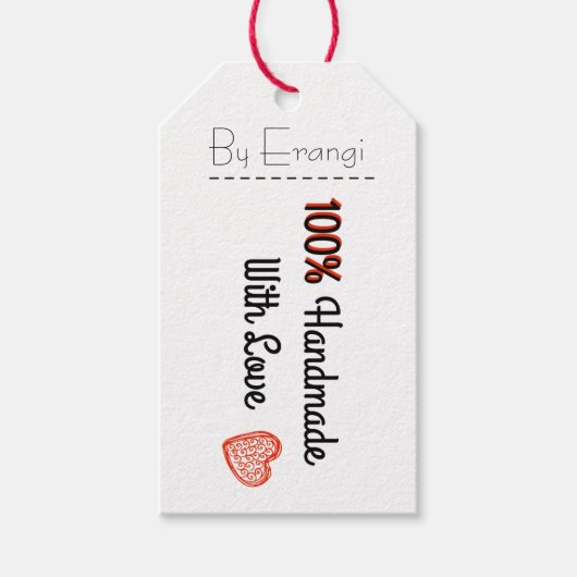 100% Handgemaakt met Liefde - stijl cadeau label Cadeaulabel (Voorkant)