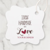 100% Handmade with Love Quote in Red & Brown Bedankjes Labels (Achterkant)