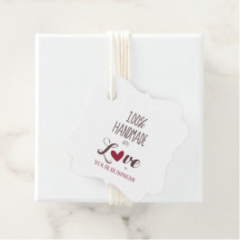 100% Handmade with Love Quote in Red & Brown Bedankjes Labels