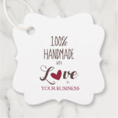 100% Handmade with Love Quote in Red & Brown Bedankjes Labels (Voorkant)