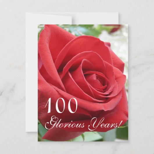 100 heerlijke jaren!-Dag gevierd/Rood Rose Kaart (Voorkant)