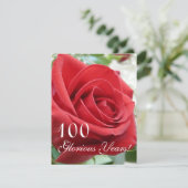 100 heerlijke jaren!-Dag gevierd/Rood Rose Kaart (Staand voorkant)