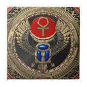 [100] Heilig goud Egyptisch scharretje met Ankh Tegeltje (Voorkant)