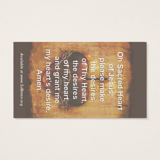 100 Heilig Hartgebed Kaarten Visitekaartjes (Achterkant)