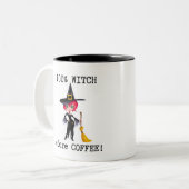 100% heks voor de koffie tweekleurige koffiemok (Voorkant links)