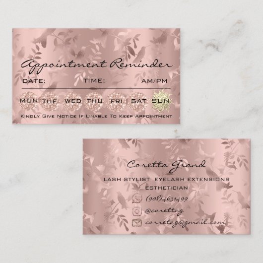 100 Herinnering benoeming Floral Makeup Eyelash Lu Visitekaartje (Voorkant / Achterkant)