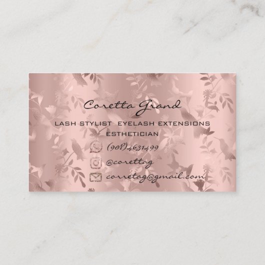 100 Herinnering benoeming Floral Makeup Eyelash Lu Visitekaartje (Achterkant)