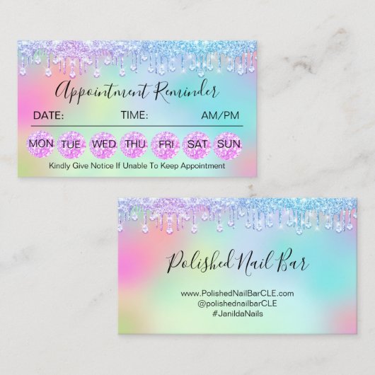 100 Herinneringsherinnering Diamond Holograaf Visitekaartje (Voorkant / Achterkant)