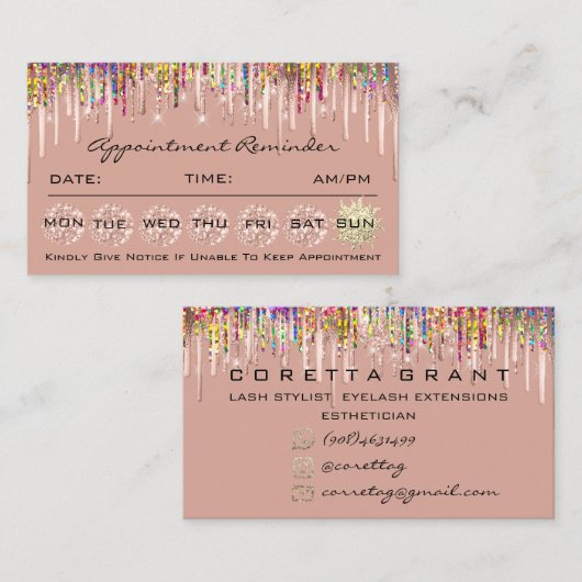 100 Herinneringsherinnering Glitter Drips Holograa Visitekaartje (Voorkant / Achterkant)