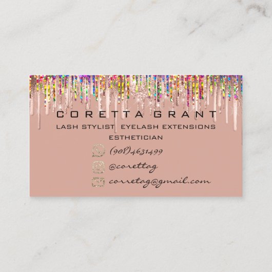 100 Herinneringsherinnering Glitter Drips Holograa Visitekaartje (Achterkant)