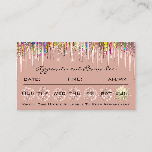 100 Herinneringsherinnering Glitter Drips Holograa Visitekaartje (Voorkant)