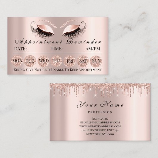 100 Herinneringsherinnering Kaarten Makeup Lash Ro Visitekaartje (Voorkant / Achterkant)