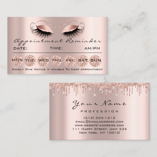 100 Herinneringsherinnering Kaarten Makeup Lashes  Visitekaartje (Voorkant / Achterkant)