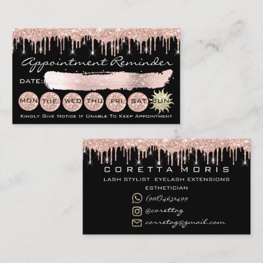 100 Herinneringsherinnering Roos Glitter Spark Dri Visitekaartje (Voorkant / Achterkant)