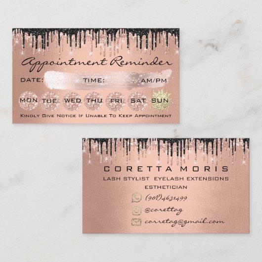 100 Herinneringsherinnering Roos Gold Glitter-schi Visitekaartje (Voorkant / Achterkant)