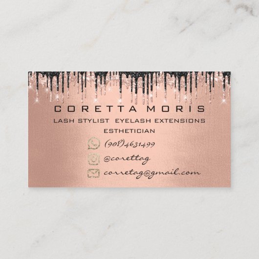 100 Herinneringsherinnering Roos Gold Glitter-schi Visitekaartje (Achterkant)