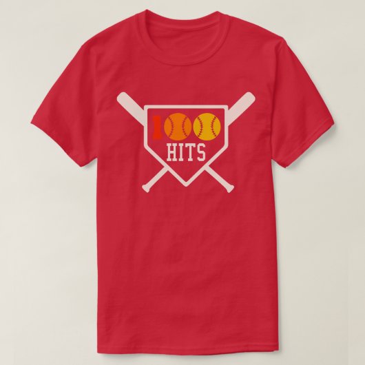 100 Hits Softball Baseball High School Softb T-shirt (Design voorkant)