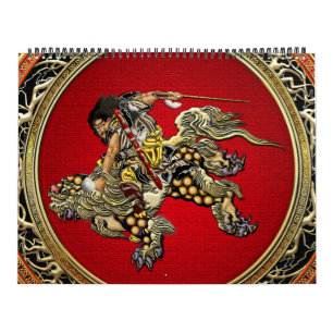 [100] Hokusai - Shoki Riding Shishi Lion Kalender