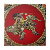 [100] Hokusai - Shoki Riding Shishi Lion Tegeltje (Voorkant)