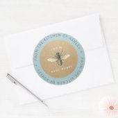 100%Homemade Honey Kitchen Kraft Bee Grey Blue Ronde Sticker (Envelop)