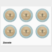 100%Homemade Honey Kitchen Kraft Bee Grey Blue Ronde Sticker (Vel)