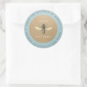 100%Homemade Honey Kitchen Kraft Bee Grey Blue Ronde Sticker (Tas)