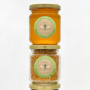100% Homemade Honey Kitchen Organic Bee Green Ronde Sticker