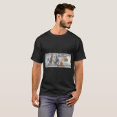 100 Honderd Dollar Bill gedrukt op voorzijde achte T-shirt (Voorkant volledig)