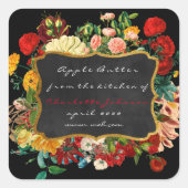 100 % honing uit de keuken van Floral Vierkante Sticker (Voorkant)