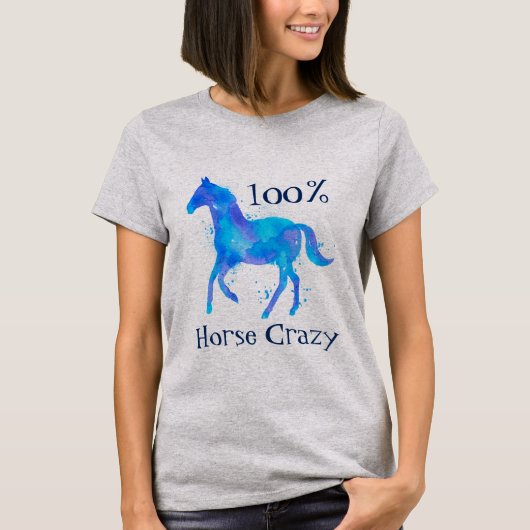 100% Horse Crazy Waterverf Horse T-shirt (Voorkant)